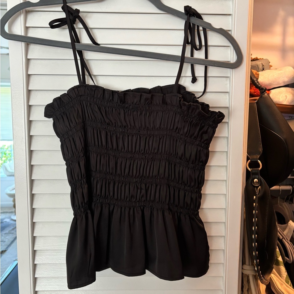 Black Smocked Women's Top